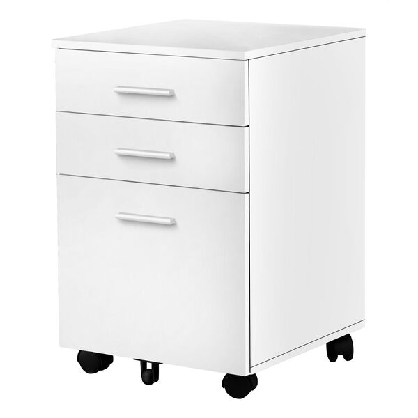 White and Black Filing Cabinet with Three Drawers on Castors, image 1