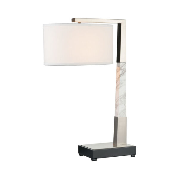Erudite Brushed Nickel with White Marble One-Light Table Lamp, image 1