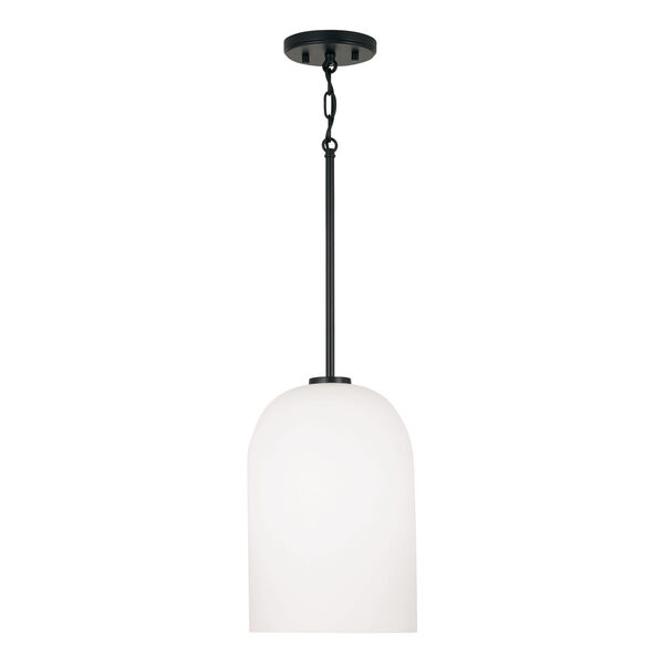 Lawson Matte Black One-Light Pendant with Soft White Glass, image 1