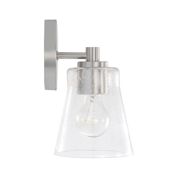 HomePlace Baker Brushed Nickel One-Light Sconce with Clear Seeded Glass, image 5