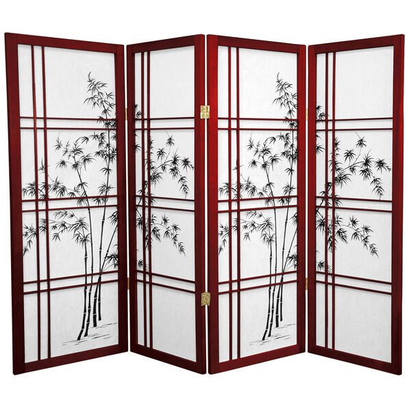 4-Foot Tall Bamboo Tree Shoji Screen - Rosewood - 4 Panels, image 1