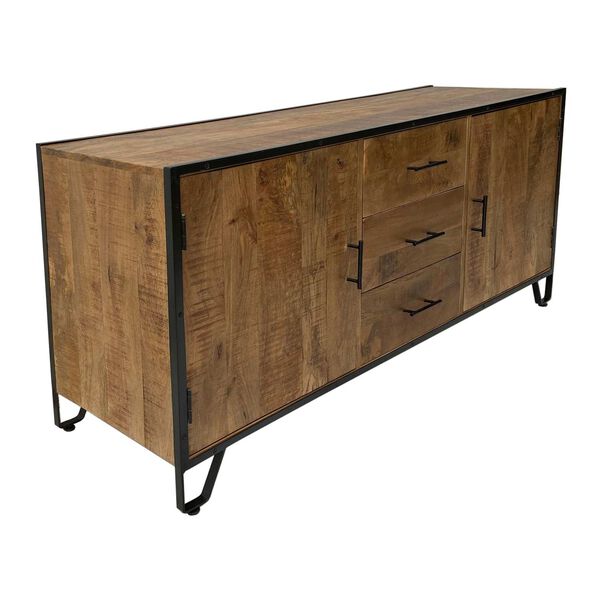 Blaise Natural and Black Urban Style Two Door Credenza, image 2