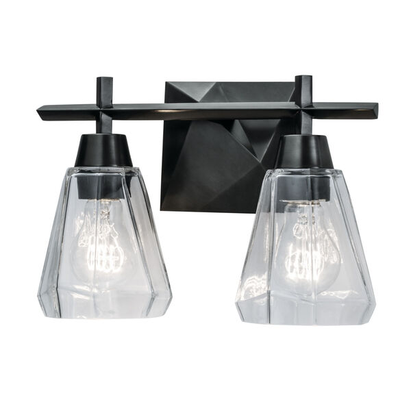 Arctic Acid Dipped Black Two-Light Wall Sconce, image 1