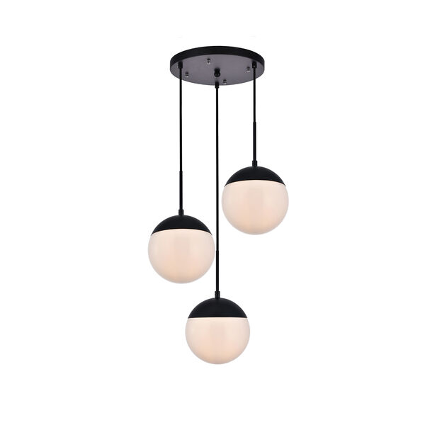 Eclipse Black and Frosted White 18-Inch Three-Light Pendant, image 1
