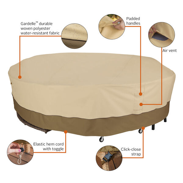 Ash Beige and Brown Round General Purpose Patio Furniture Cover, image 2