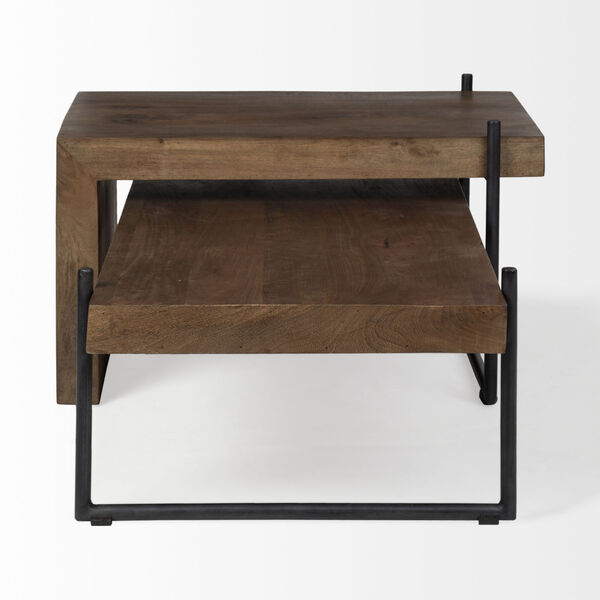 Maddox III Brown and Black Solid Wood Nesting Coffee Table, image 3