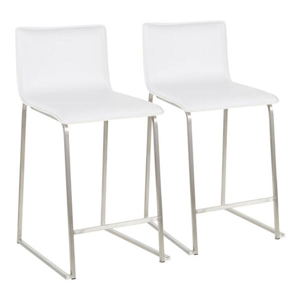Mara Stainless Steel and White Counter Stool, Set of 2, image 2