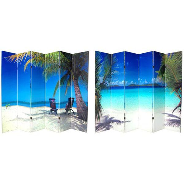 Six Ft. Tall Double Sided Ocean Canvas Room Divider Six Panel, Width - 96 Inches, image 1