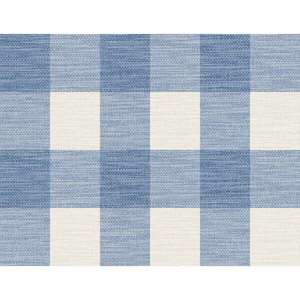 Lillian August Luxe Retreat Coastal Blue and Ivory Rugby Gingham Unpasted Wallpaper, image 1