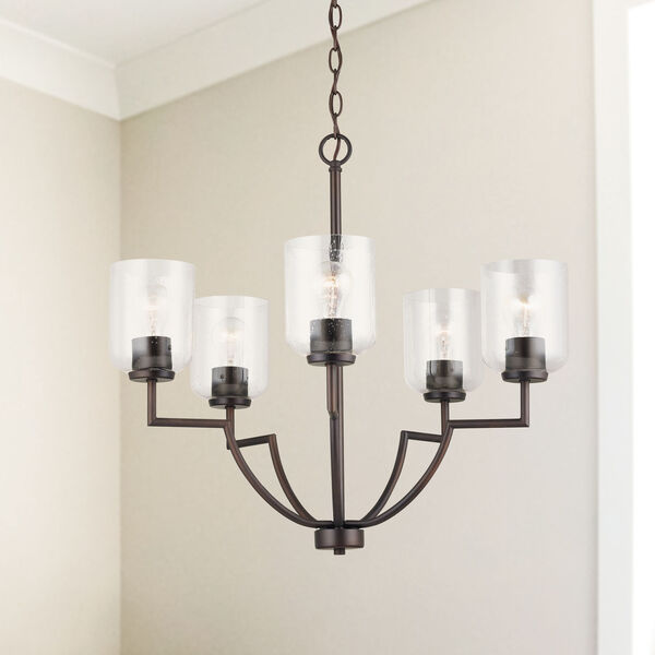 HomePlace Carter Bronze Five-Light Chandelier with Clear Seeded Glass, image 2