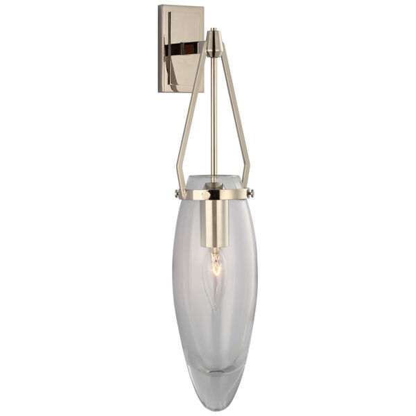 Myla Medium Bracketed Sconce in Polished Nickel with Clear Glass by Chapman  and  Myers, image 1