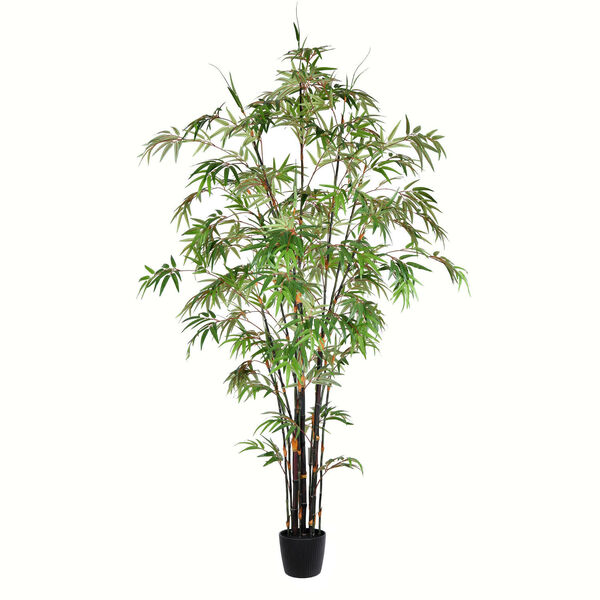 Green 84-Inch Japanese Bamboo Tree with Black Pot, image 1