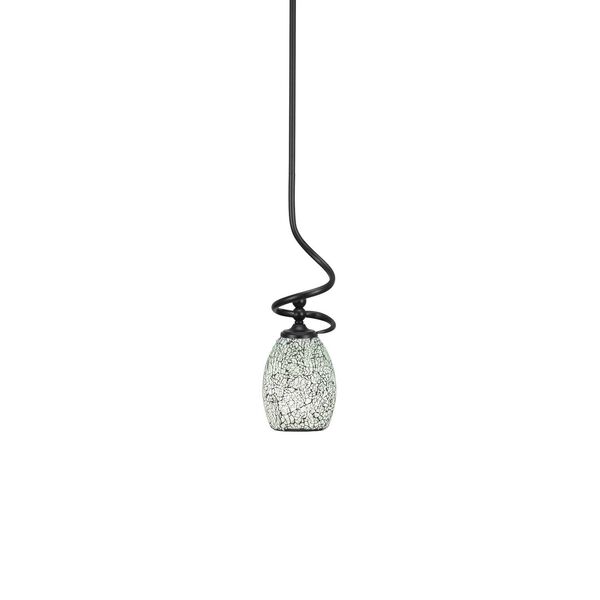 Capri Matte Black One-Light Mini Pendant with Fusion Glass, image 1