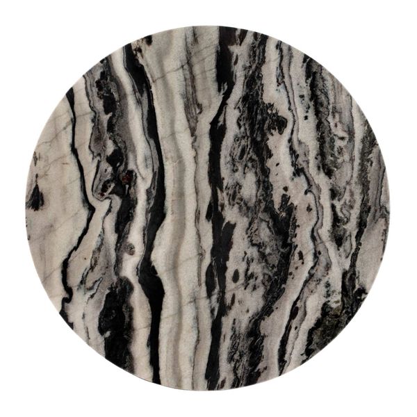 Paxton Gray Black White Round Marble Accent Table, image 5