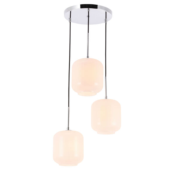 Collier Chrome 18-Inch Three-Light Pendant with Frosted White Glass, image 6