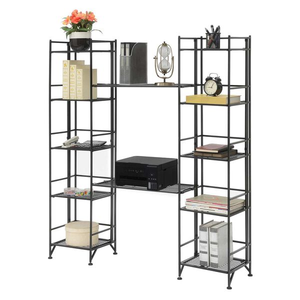 Xtra Storage Black Five-Tier Folding Metal Shelves with Set of Two Extension Shelves, image 3