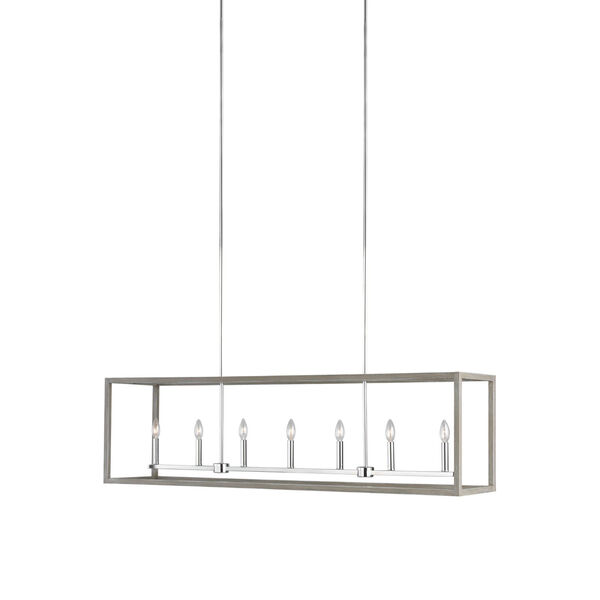Moffet Street Washed Pine Seven-Light Pendant, image 1