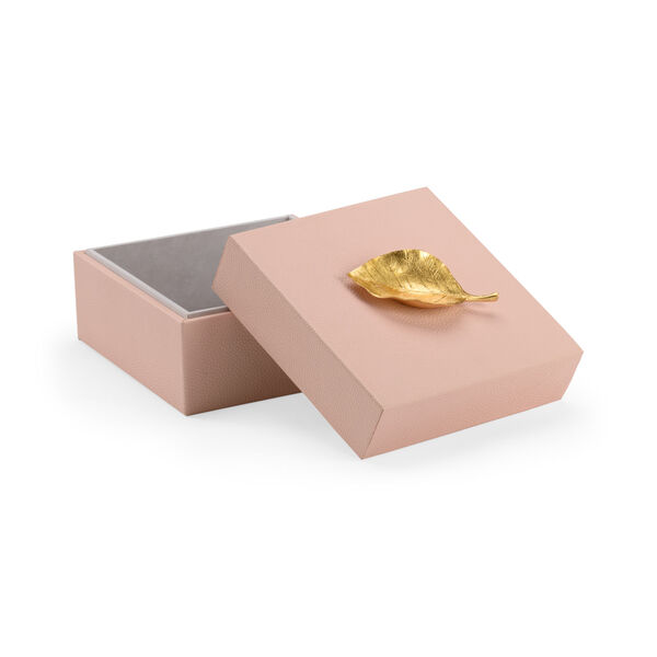Pam Cain  Baby Pink and Metallic Gold Leaf Handle Box, image 2