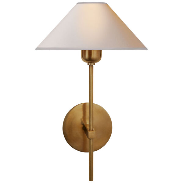 Hackney Single Sconce in Hand-Rubbed Antique Brass with Natural Paper Shade by J. Randall Powers, image 1