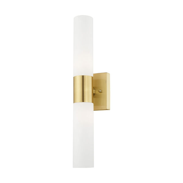 Aero Satin Brass 18-Inch Two-Light ADA Bath Vanity with Hand Blown Satin Opal White Twist Lock Glass, image 4