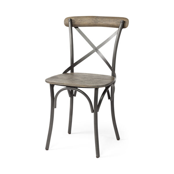 Etienne I Gray and Brown Solid Wood Dining Chair, image 1