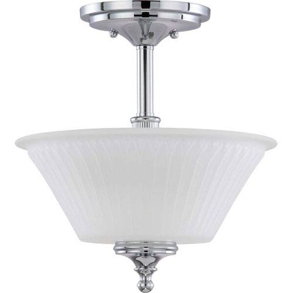 Teller Polished Chrome Two-Light Semi Flush Mount with Frosted Etched Glass, image 1