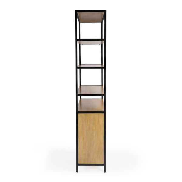 Hans Natural and Black Bookcase with Open Shelves, image 3