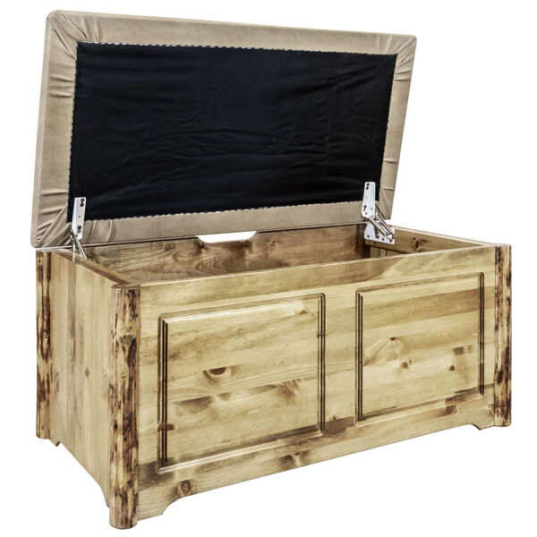 Glacier Country Stain and Lacquer Blanket Chest with Buckskin Upholstery, image 4