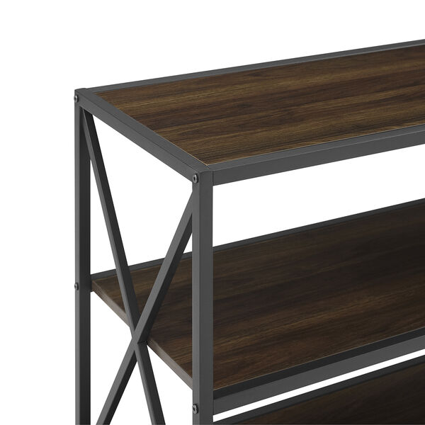 60-Inch X-Frame Metal and Wood Console Table - Dark Walnut, image 5