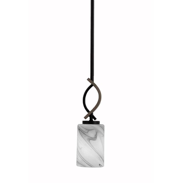 Monterey Matte Black One-Light Pendant with Onyx Swirl Glass, image 1