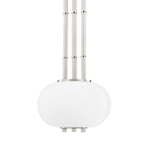 Palisade Burnished Nickel One-Light Mini Pendant with Opal Matte Glass Shade, image 1
