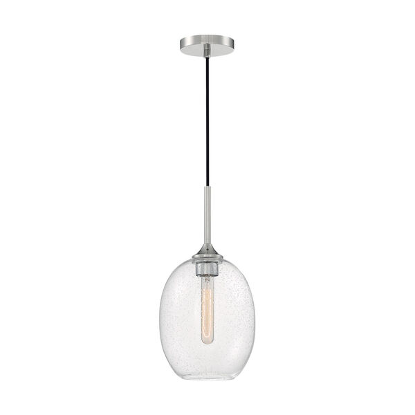 Aria Polished Nickel 17-Inch One-Light Pendant with Clear Seeded Glass, image 3