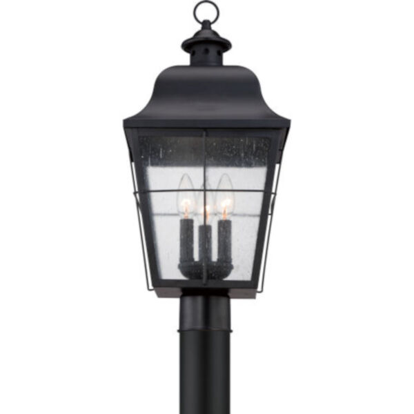 Bryant Black Three-Light Outdoor Post Mount with Clear Seedy Glass, image 4