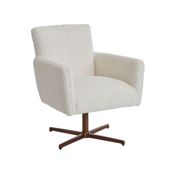 White and Calais Brass Brooks Swivel Chair, image 1