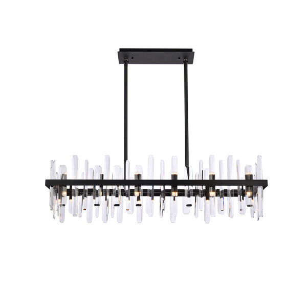 Serena Black and Clear 42-Inch Rectangle Chandelier, image 1