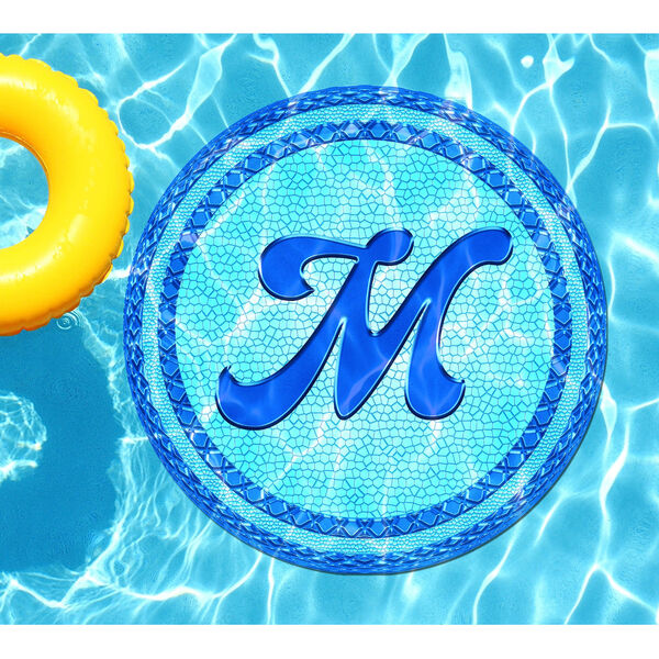 Blue 60-Inch Monogram Tiled Letter M Underwater Pool Tattoo, image 1