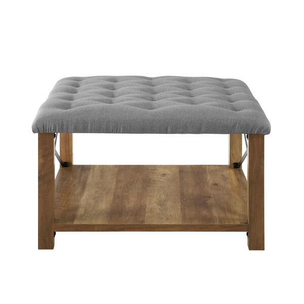 Gray 30-Inch Tufted Ottoman, image 1