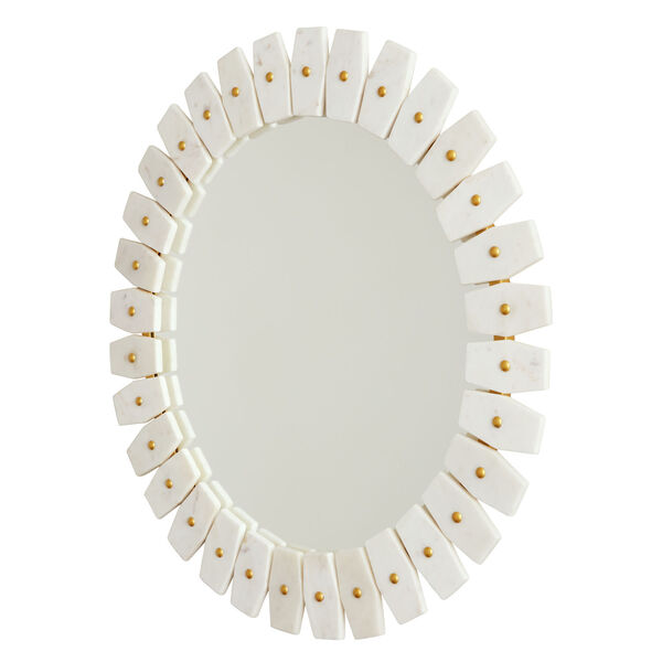 Mirror White Marble with Brushed Brass Metal Mirror, image 3