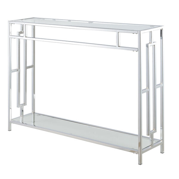 Town Square Glass and Chrome Console Table with Shelf, image 6