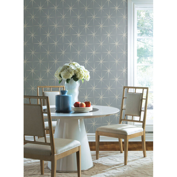 Grandmillennial Blue Evening Star Pre Pasted Wallpaper - SAMPLE SWATCH ONLY, image 1