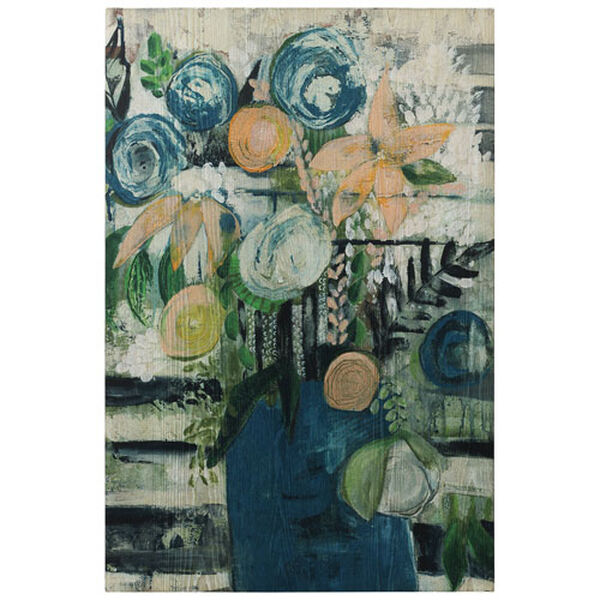 Modern Floral Stripe Fine Giclee Printed on Hand Finished Ash Wood Wall Art, image 2