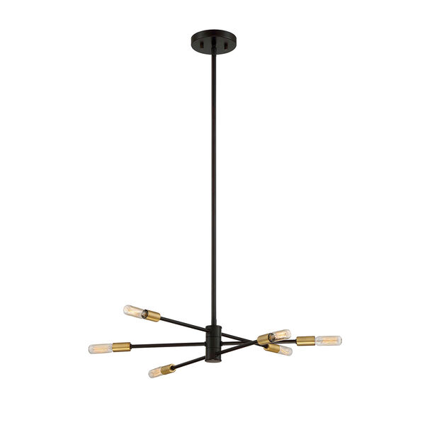 Uptown Bronze with Brass Accents Six-Light Chandelier, image 1