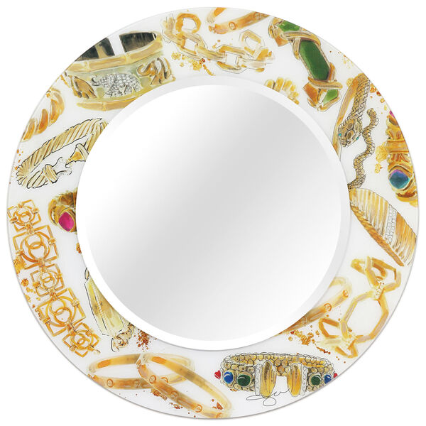Gold 36 x 36-Inch Round Beveled Wall Mirror, image 4