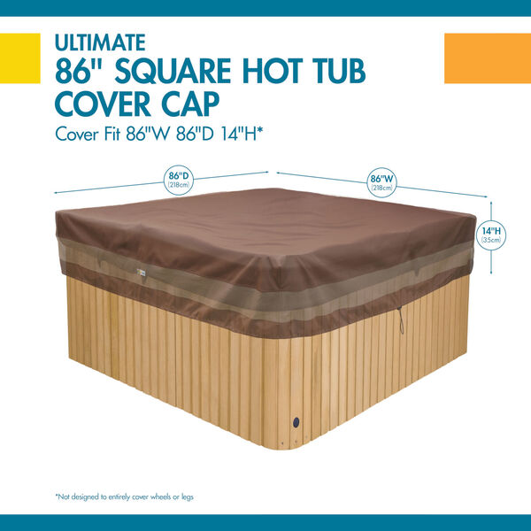 Ultimate Mocha Cappuccino 86-Inch Square Hot Tub Cover Cap, image 2