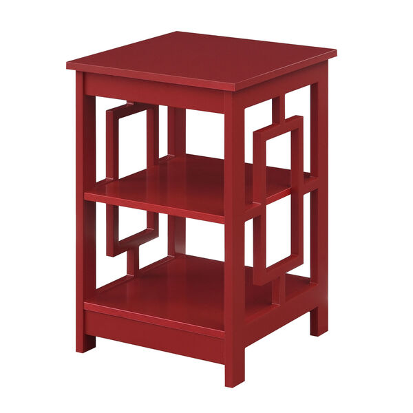 Town Square Cranberry Red End Table with Shelves, image 3
