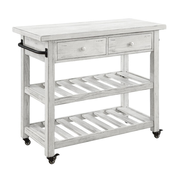 Orchard Park Two Drawer Kitchen Cart in White, image 1