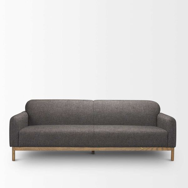 Hale Medium Brown Wood and Gray Fabric Sofa, image 2