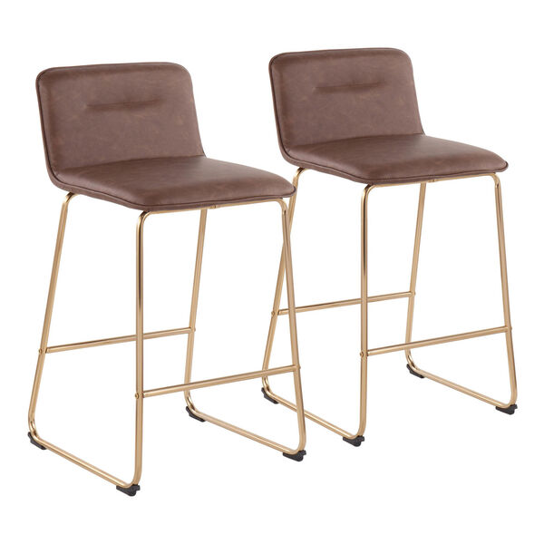 Casper Gold and Espresso Fixed-Height Counter Stool, Set of 2, image 2