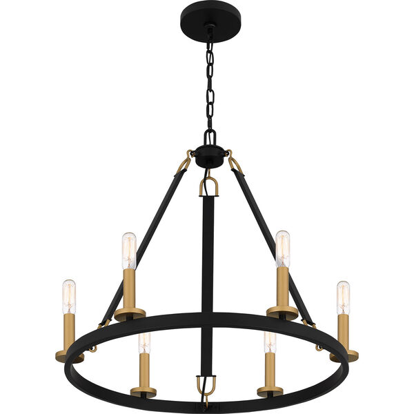 Graylyn Matte Black and Aged Brass Six-Light Chandelier, image 6