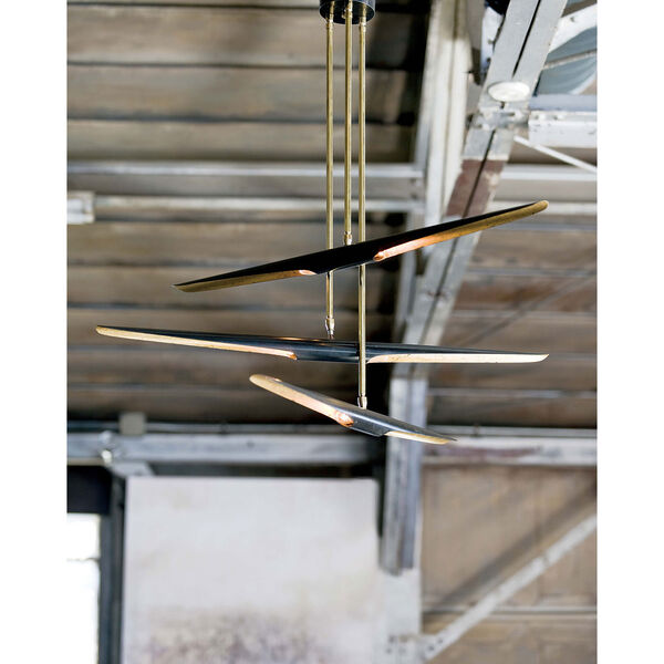 Live From Detroit Blackened Steel and Gold Leaf Six-Light Chandelier, image 2